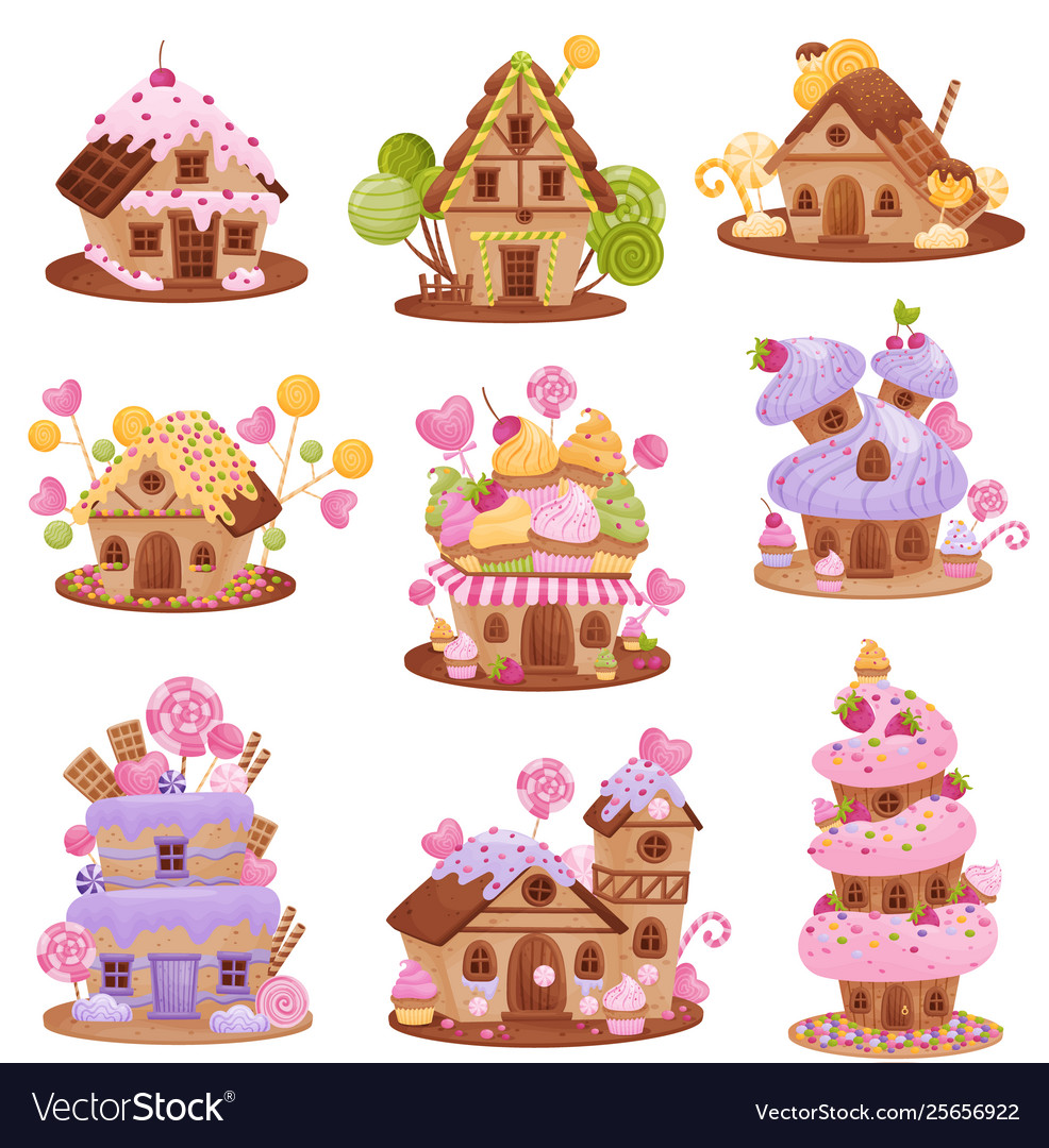 Set different gingerbread houses