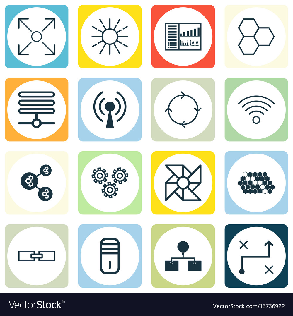 Set of 16 machine learning icons includes hive