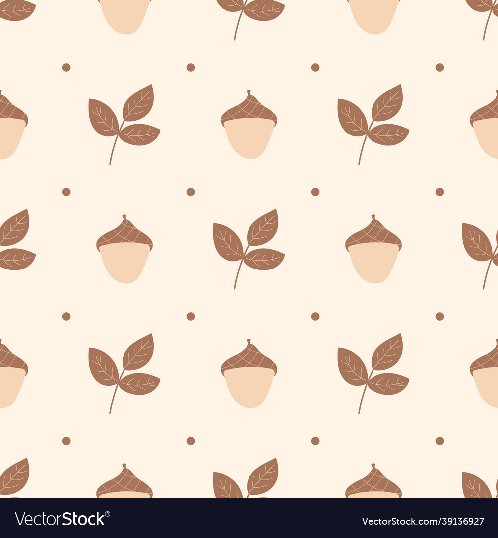 A minimalistic pattern in beige tones - acorn vector image A minimalistic pattern in beige tones - acorn