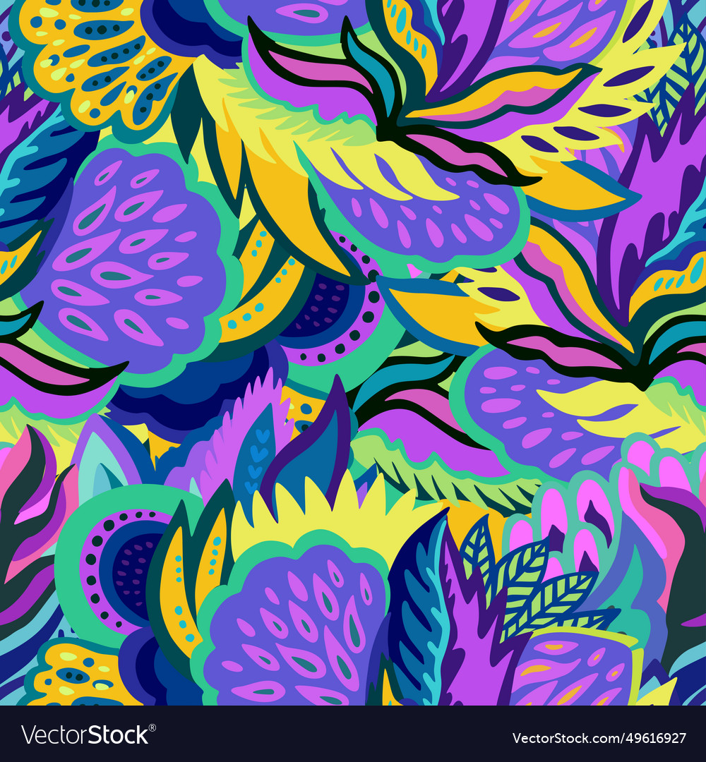 Bright seamless psychedelic pattern with abstract