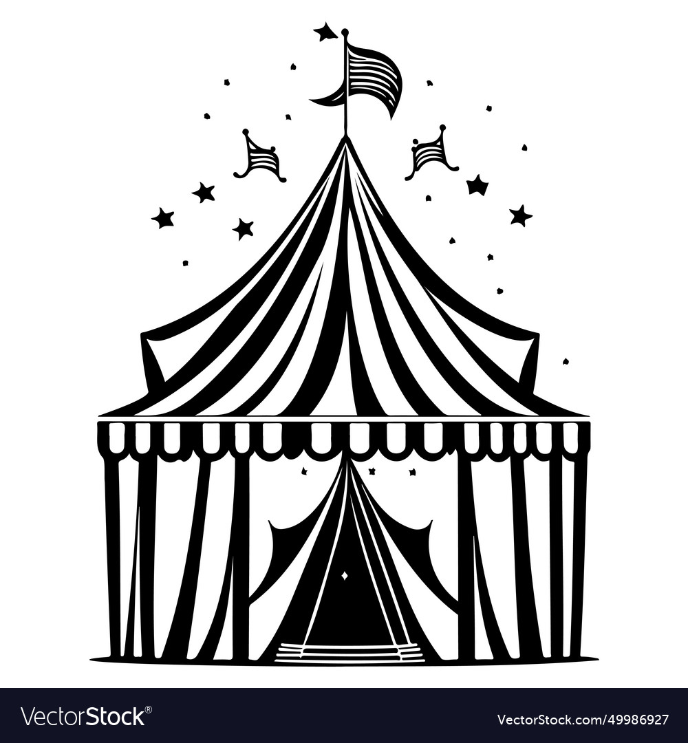 Carnival circus tent engraving sketch hand draw Vector Image