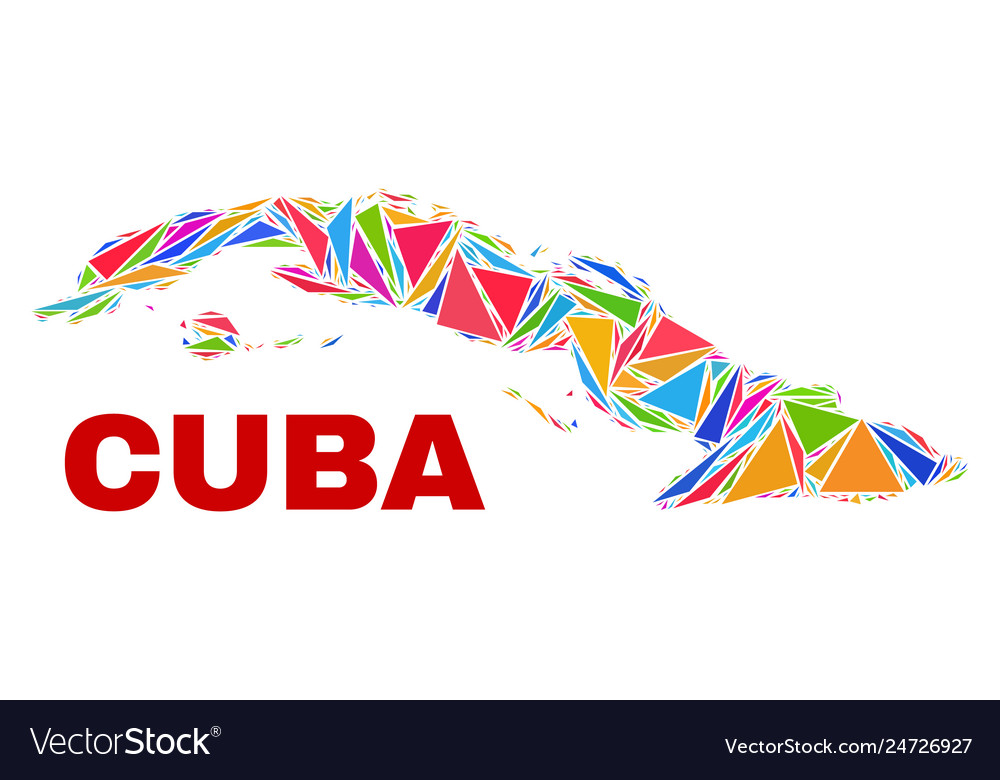 Cuba map - mosaic of color triangles vector image Cuba map - mosaic of color triangles