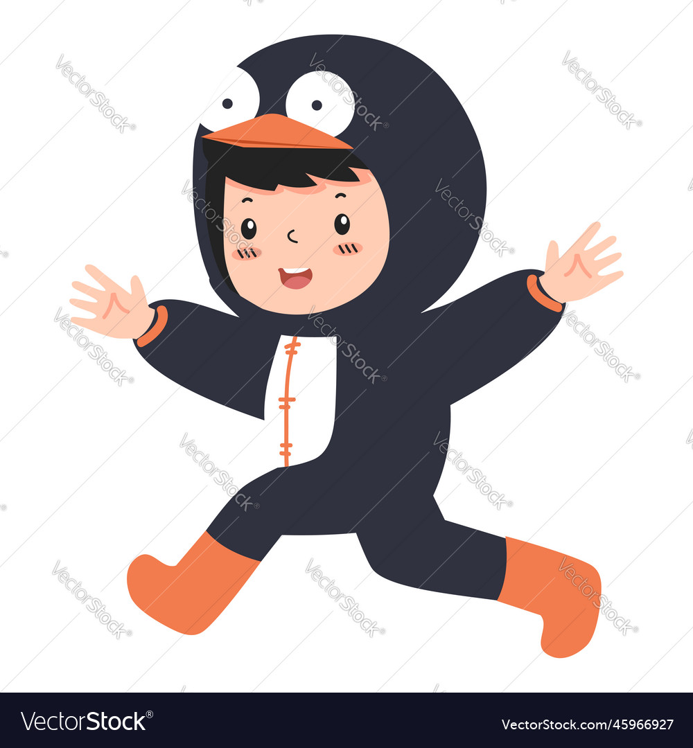 Cute kid boy costumes penguin cartoon