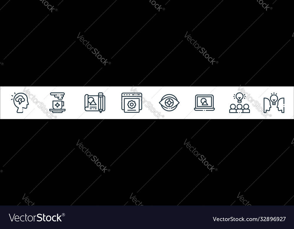 Design thinking line icons linear set quality vector image Design thinking line icons linear set quality