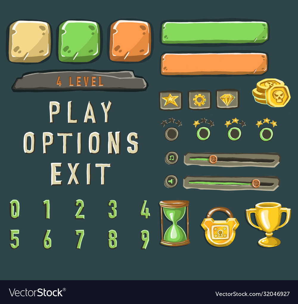 Game template with elements objects vector image Game template with elements objects