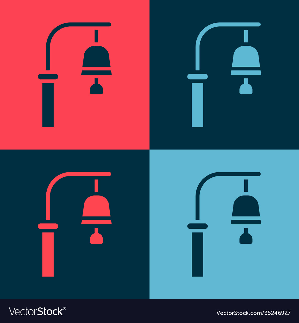 Pop art train station bell icon isolated on color vector image Pop art train station bell icon isolated on color