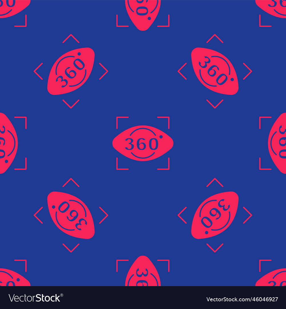 Red 360 degree view icon isolated seamless pattern vector image Red 360 degree view icon isolated seamless pattern