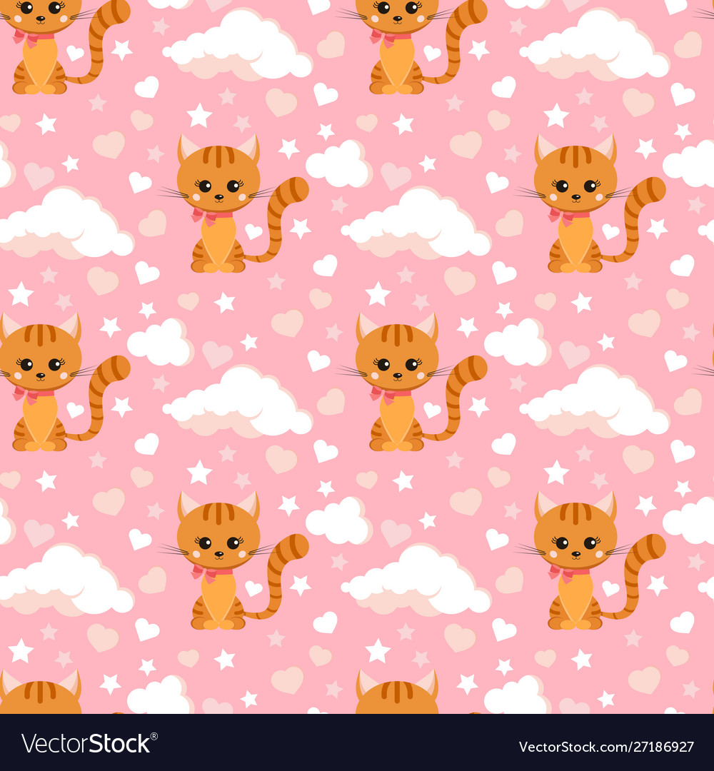 Seamless pattern with smiling little ginger