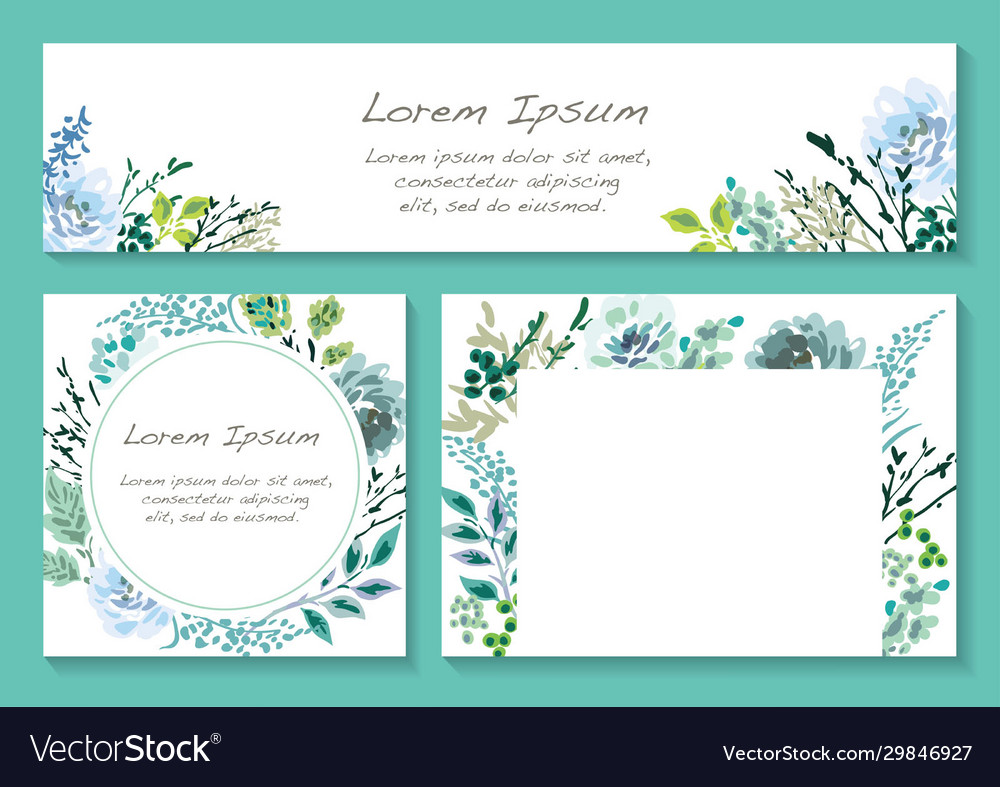 Set floral backgrounds with text space vector image Set floral backgrounds with text space