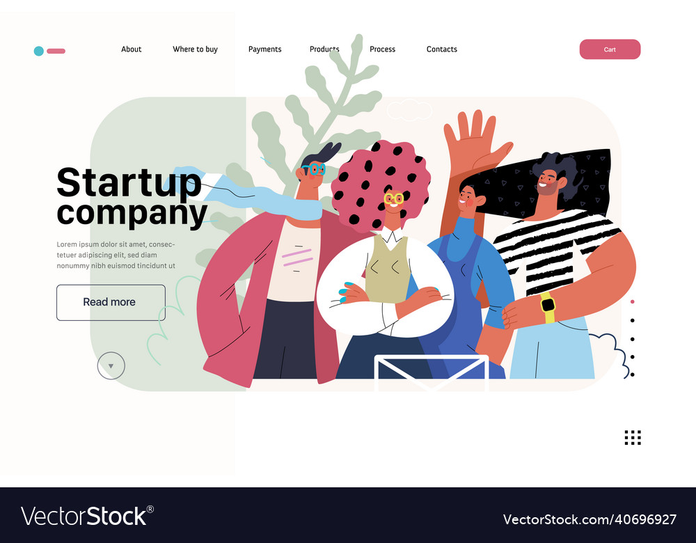 Startup website landing template vector image Startup website landing template