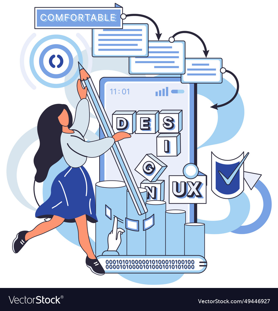 Ux design metaphor designing software process vector image Ux design metaphor designing software process