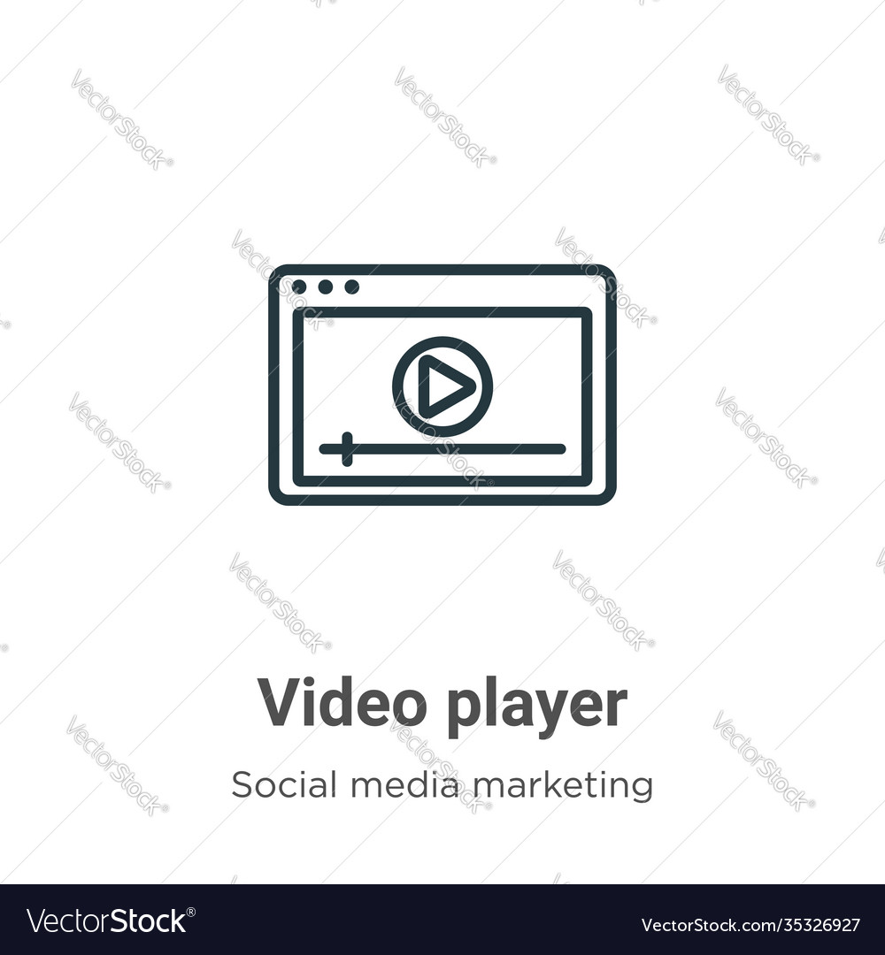 Video player outline icon thin line black