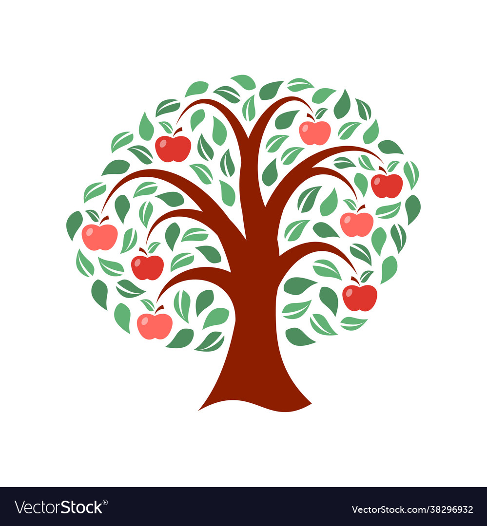 Apple Tree On White Background Royalty Free Vector Image