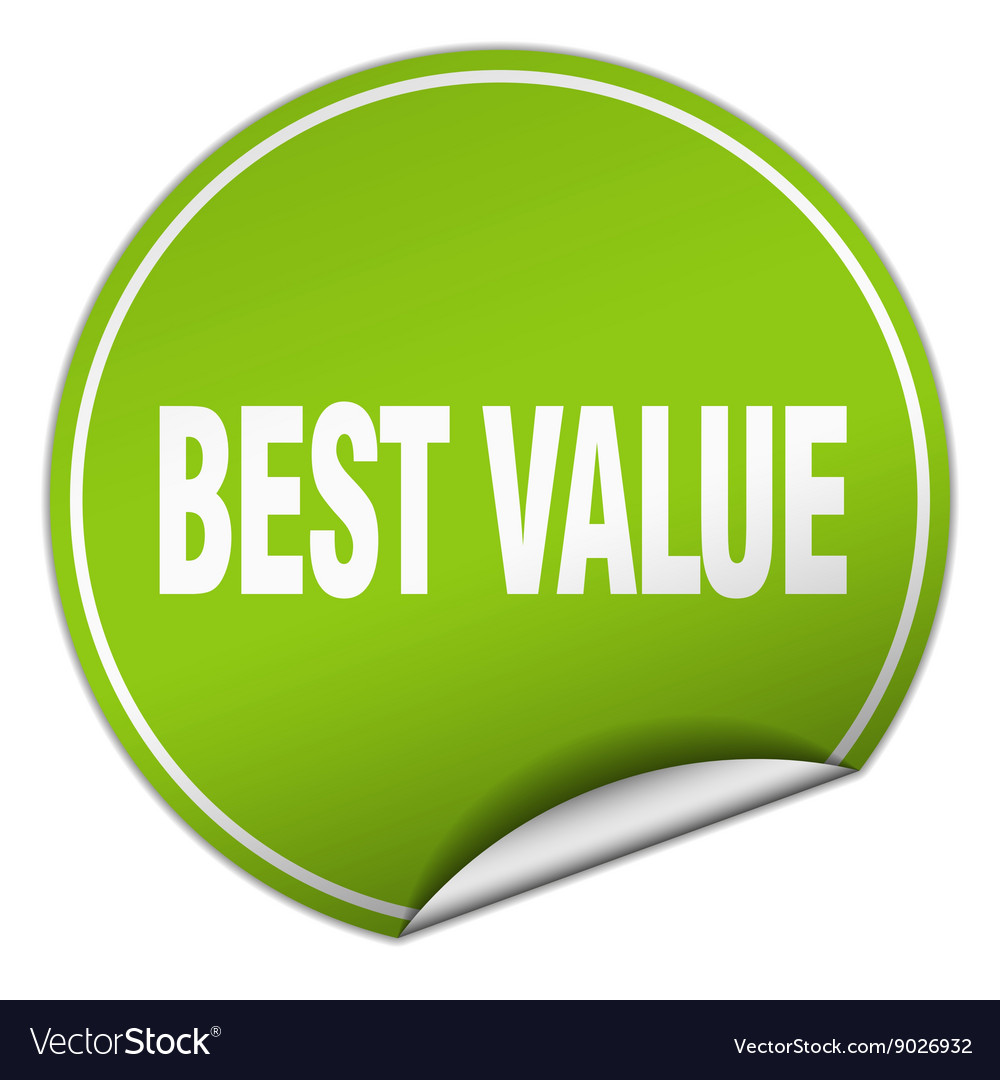 Best value round green sticker isolated on white Vector Image