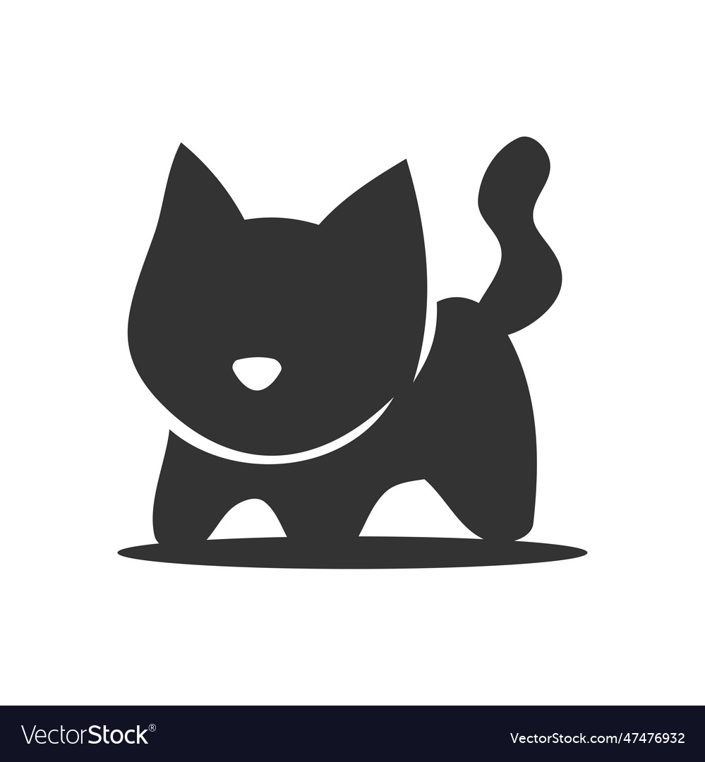 Vector icon black cat sitting. Silhouette of a cat isolated on a