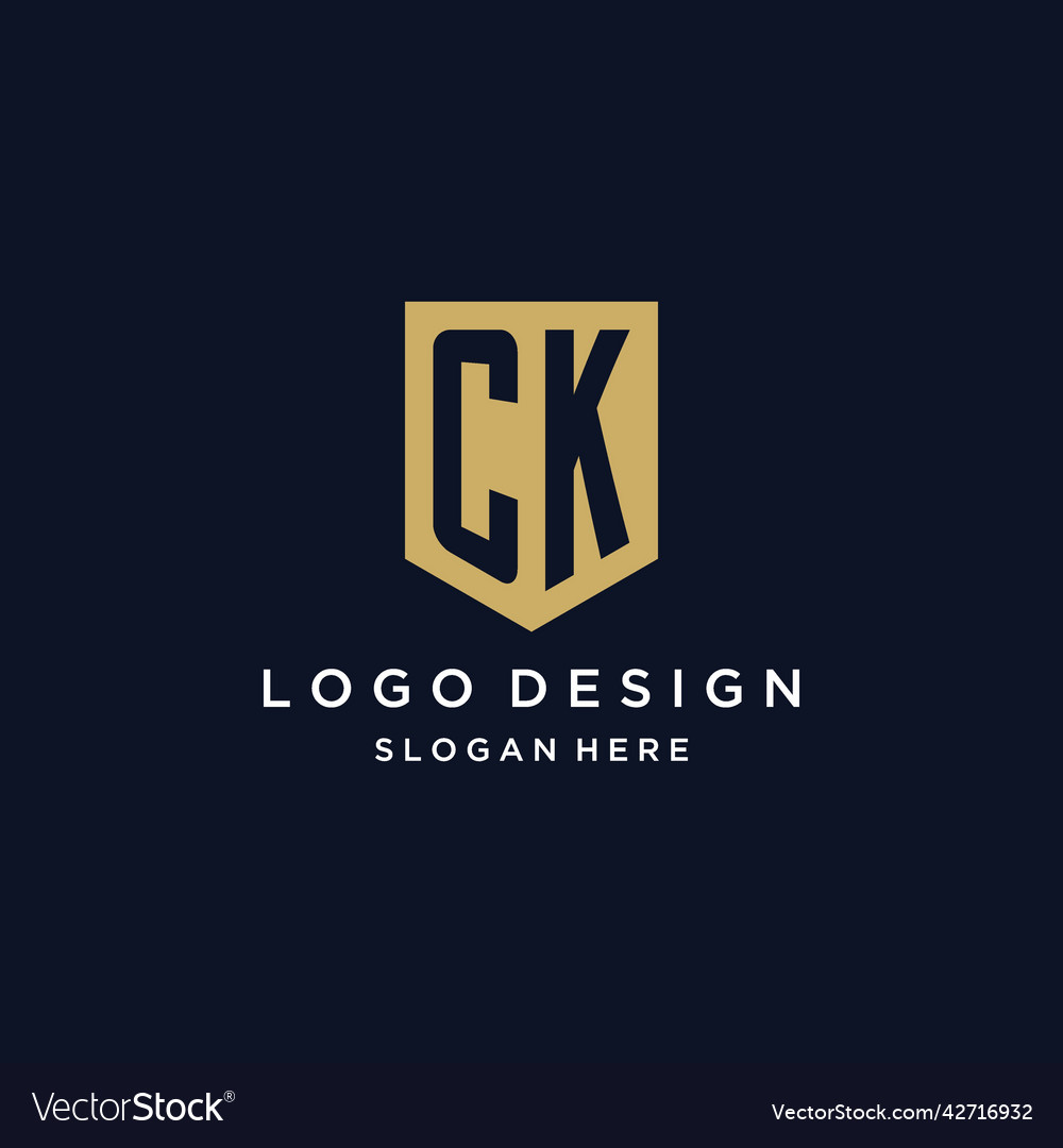Ck monogram initials logo design with shield icon