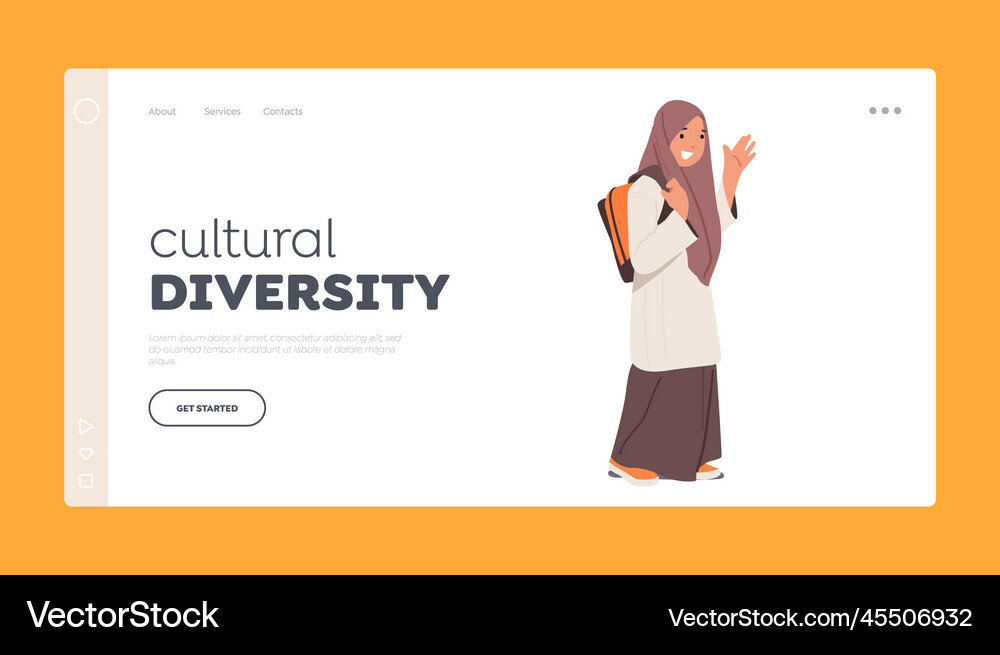 Cultural diversity landing page template arab Vector Image