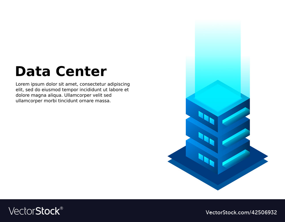 Datacenter isometric abstract 3d hosting server vector image Datacenter isometric abstract 3d hosting server