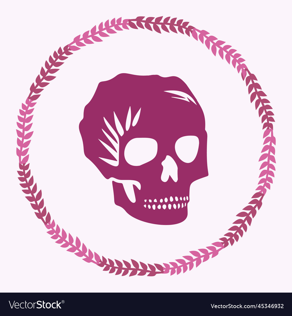 Gothic skull in viva magenta