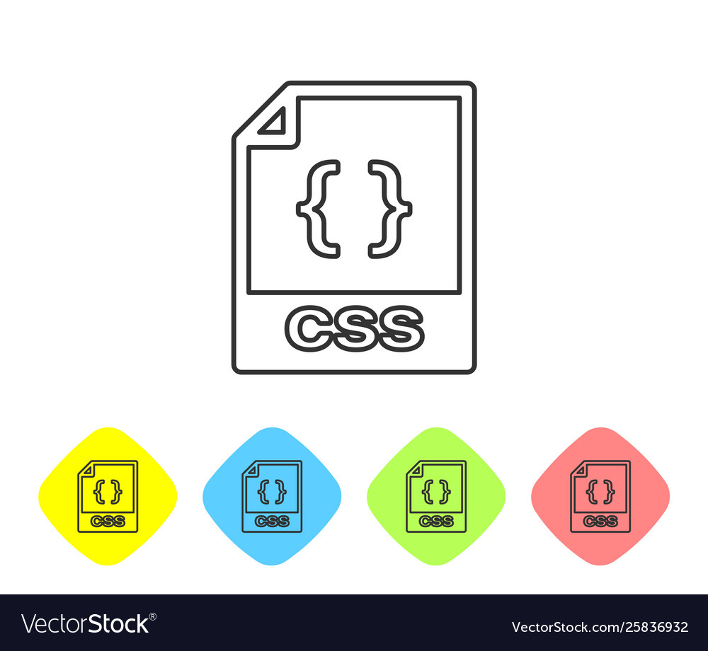 Grey css file document icon download button vector image Grey css file document icon download button