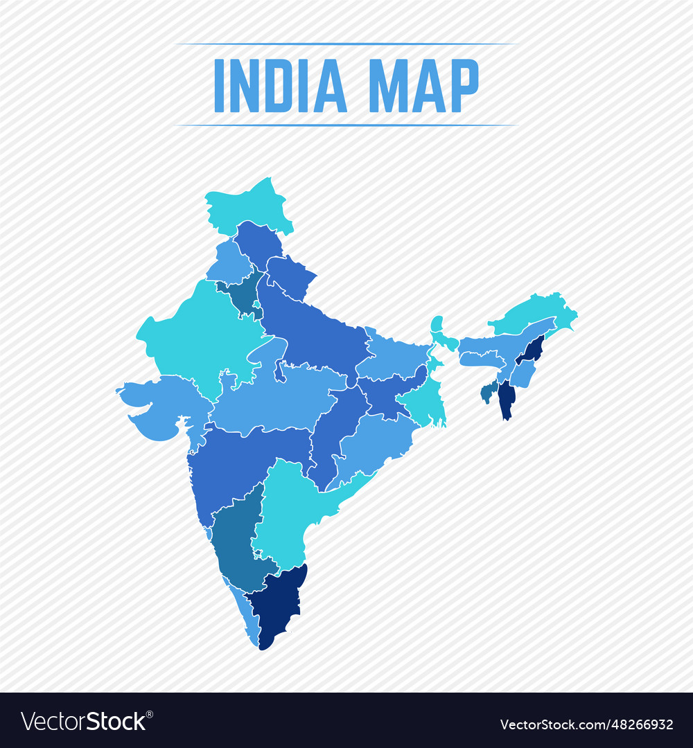 India detailed map with regions Royalty Free Vector Image