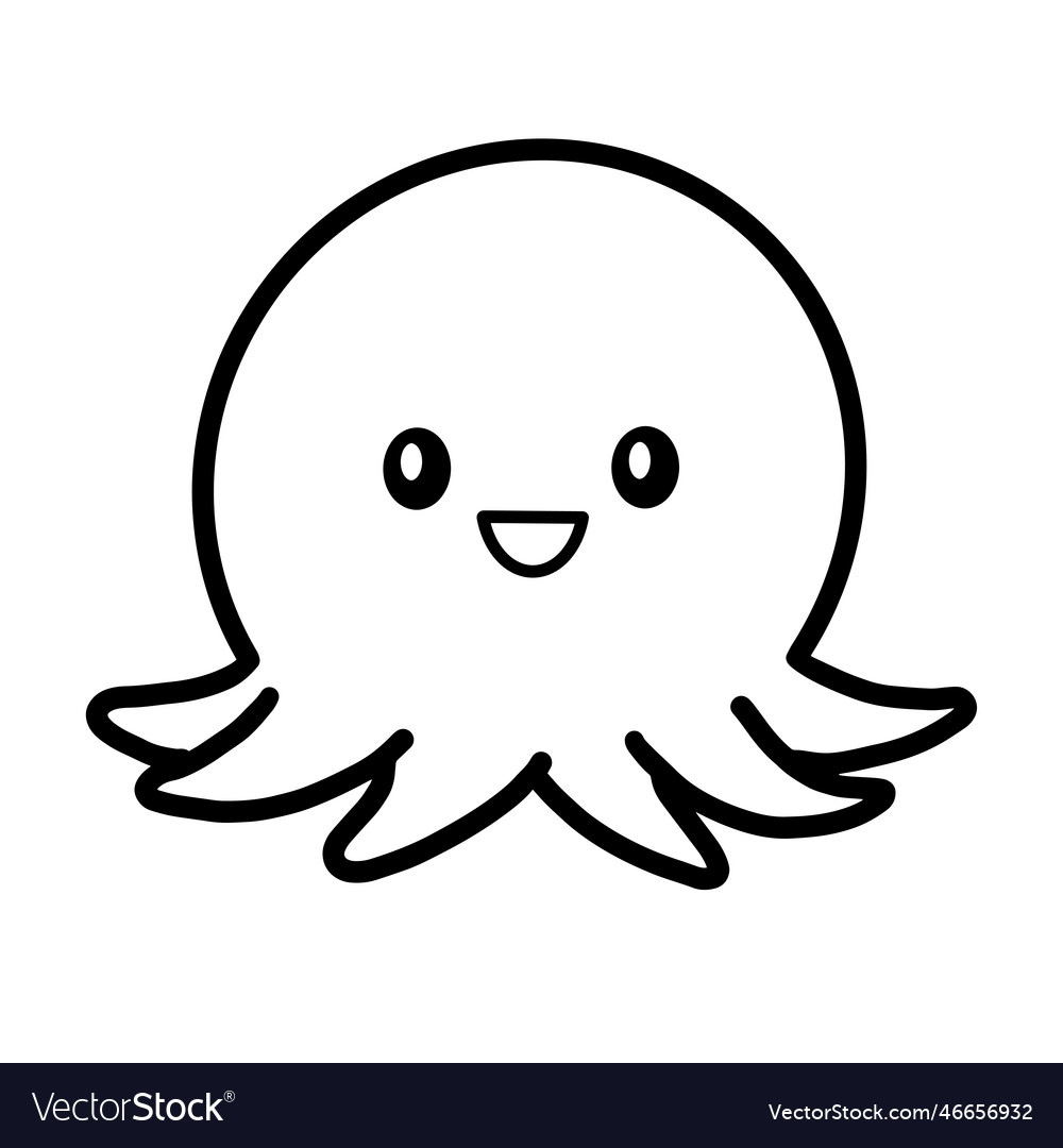 Kawaii octopus linear Royalty Free Vector Image