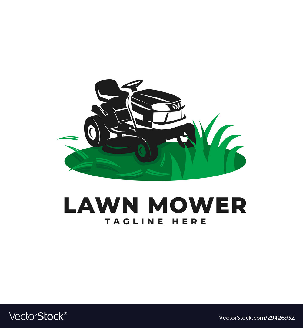 Lawn mower with engine tractor logo icon Vector Image