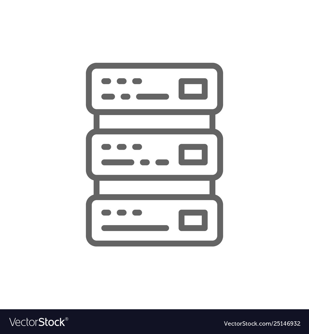 Network hosting server and technology line icon