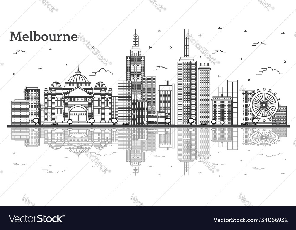 Outline melbourne australia city skyline Vector Image