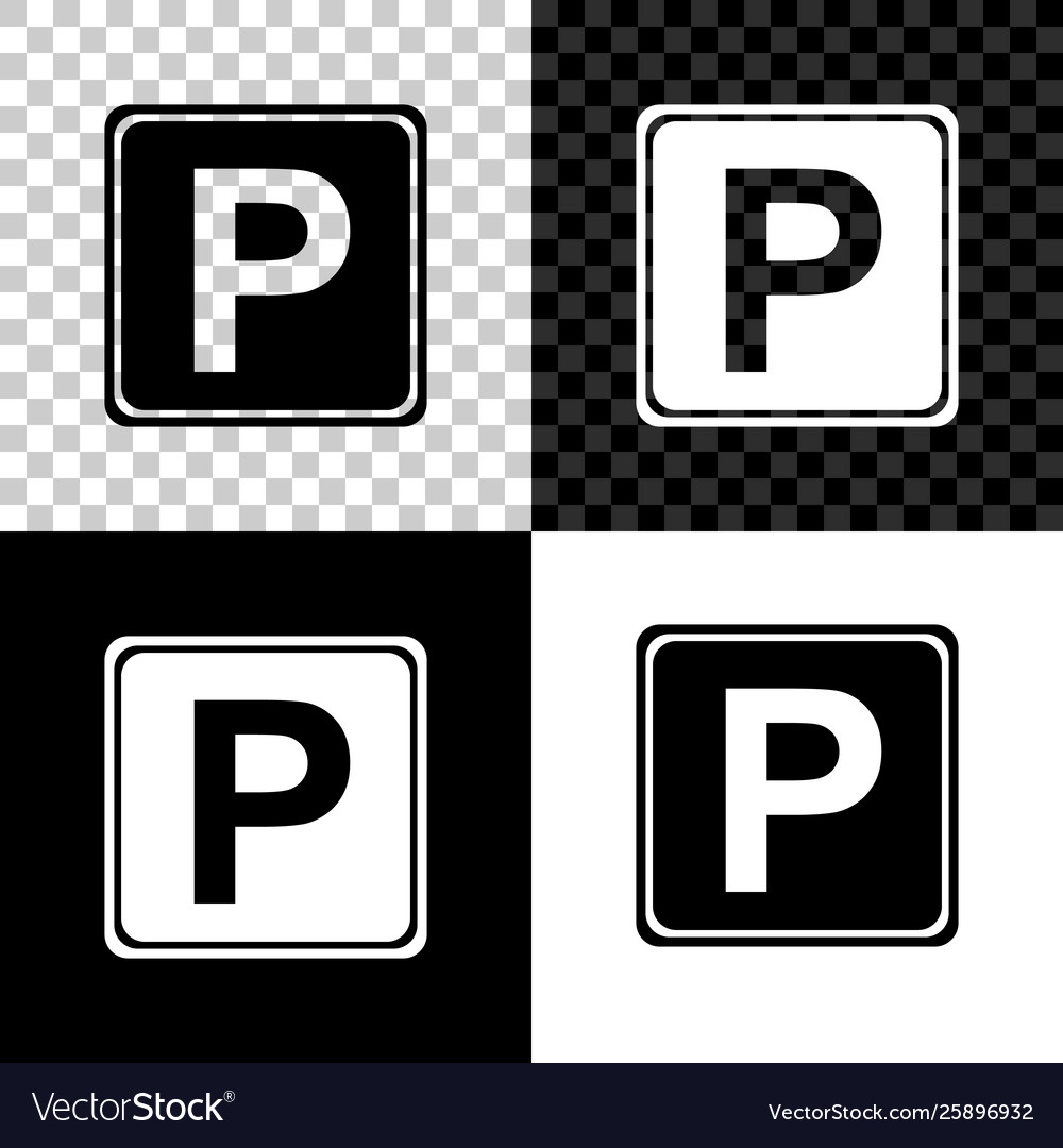 Parking sign icon isolated on black white