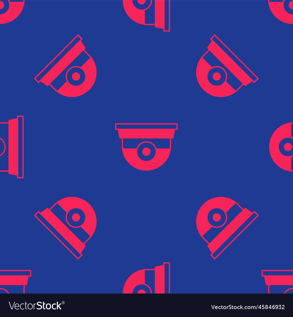 Red security camera icon isolated seamless pattern