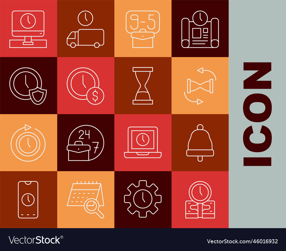 Set line time is money ringing bell old Vector Image Set line time is money ringing bell old