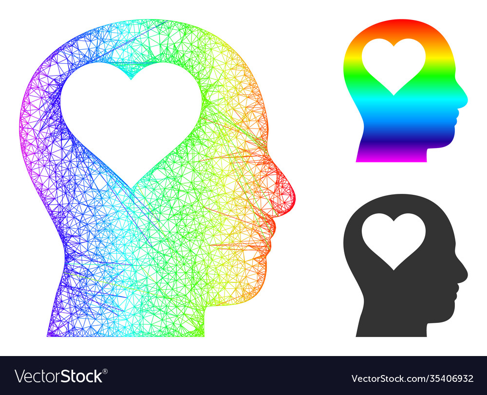 Spectral net mesh gradient lover head icon vector image Spectral net mesh gradient lover head icon