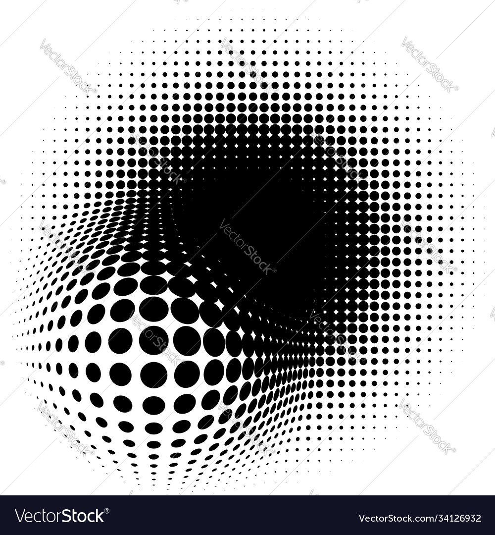 Spherical distortion halftone dots element orb vector image Spherical distortion halftone dots element orb