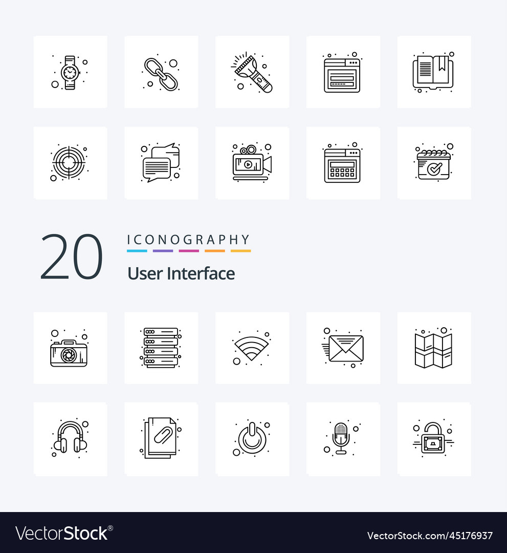 20 user interface line icon pack like support