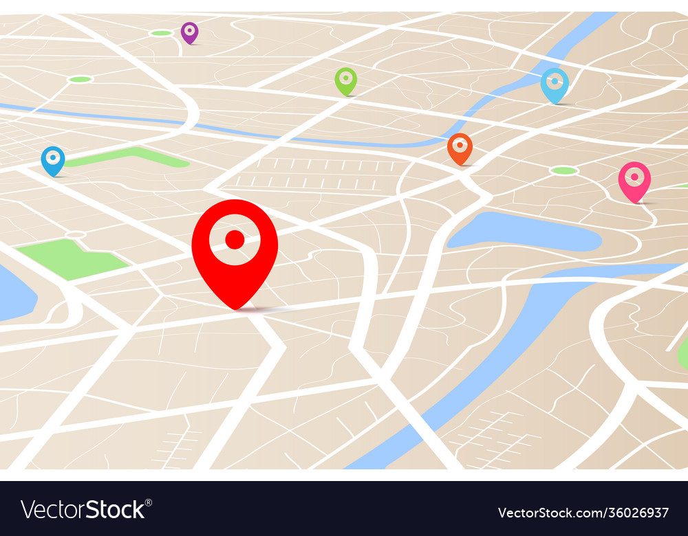 3d top view a map with destination location Vector Image 3d top view a map with destination location