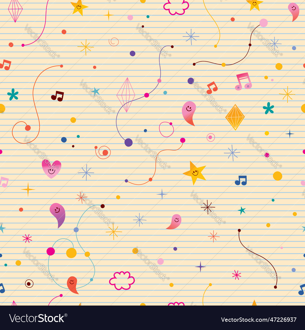 Abstract art little characters seamless pattern vector image Abstract art little characters seamless pattern