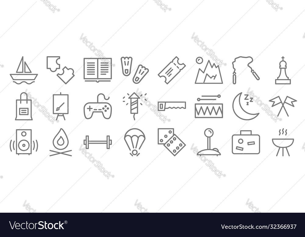 Activities line icons linear set quality vector image Activities line icons linear set quality