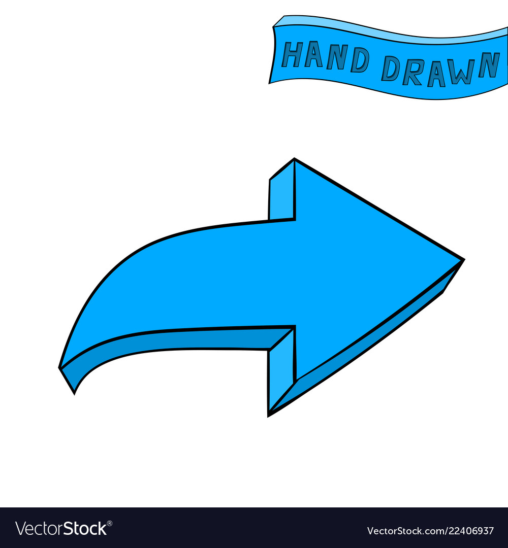 Arrow blue sign hand drawn sketch