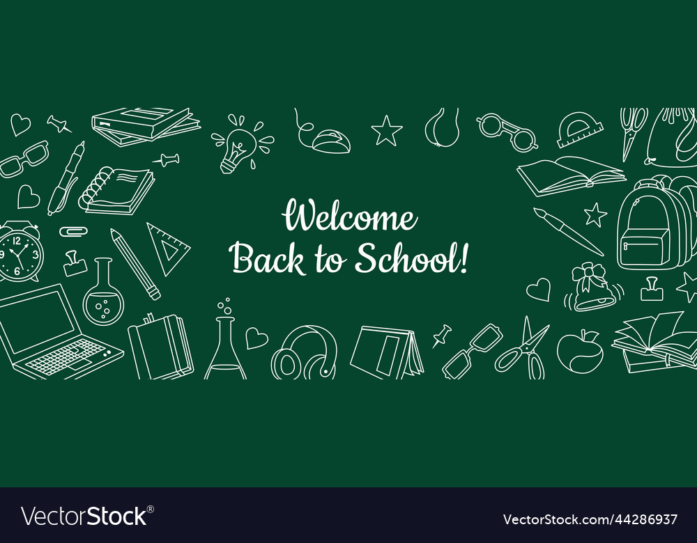 Back to school welcome banner board Royalty Free Vector