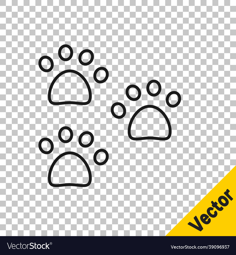 Black line paw print icon isolated on transparent