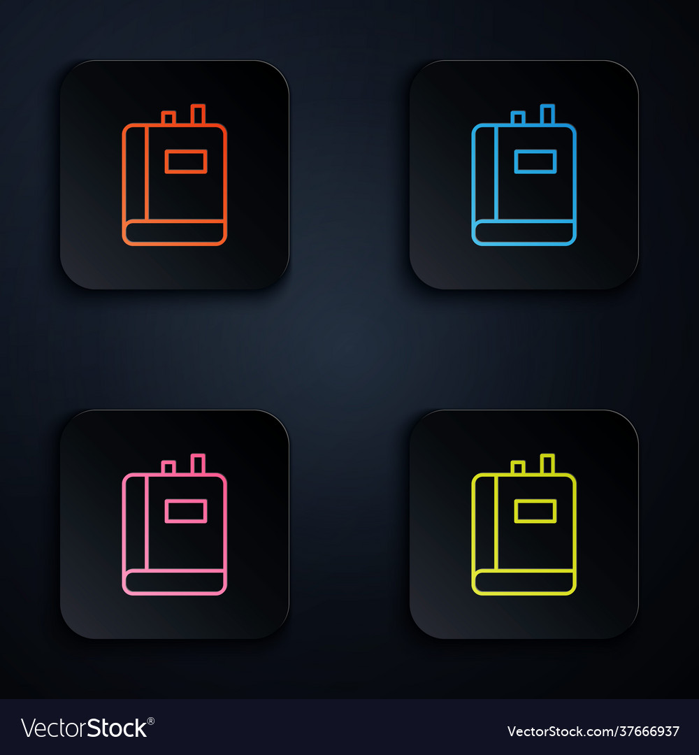 Color neon line book icon isolated on black