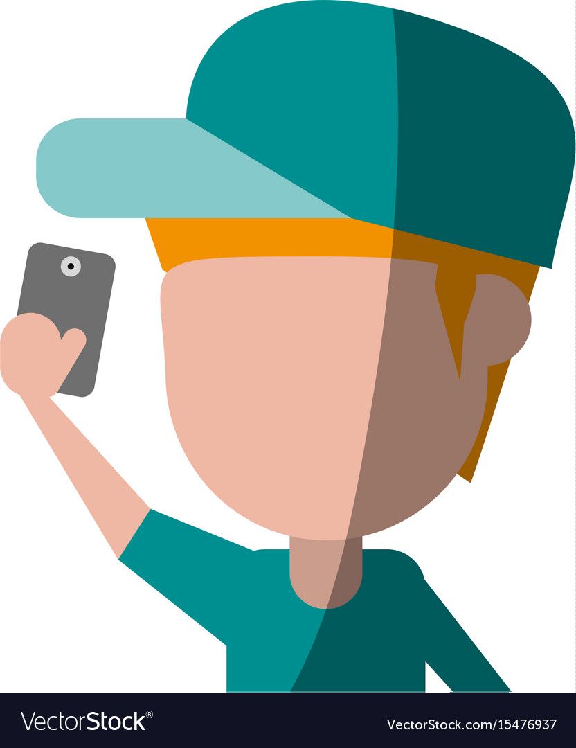 Faceless person using smartphone icon image