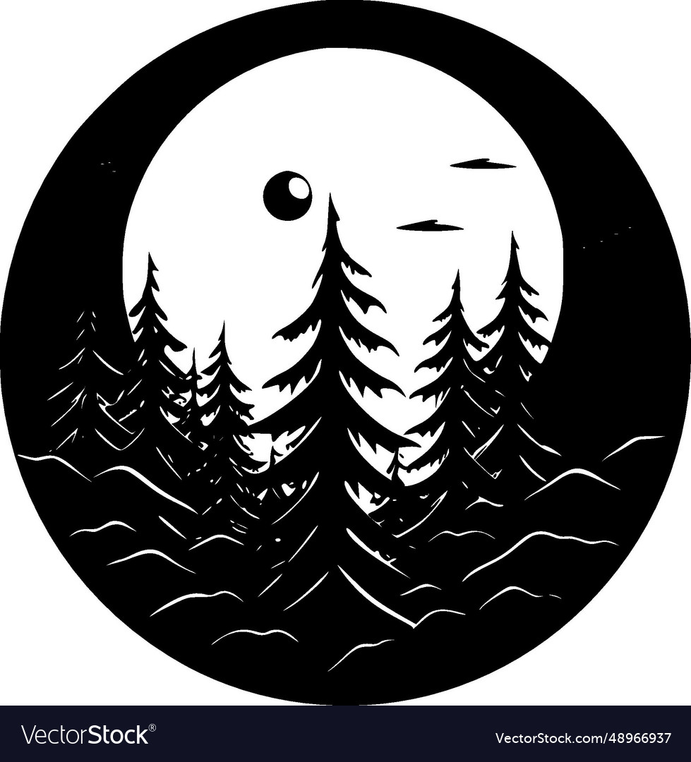 Forest - black and white isolated icon Royalty Free Vector