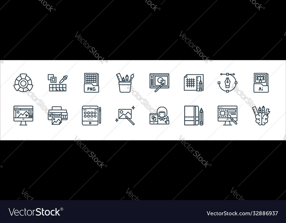 Graphic design line icons linear set quality