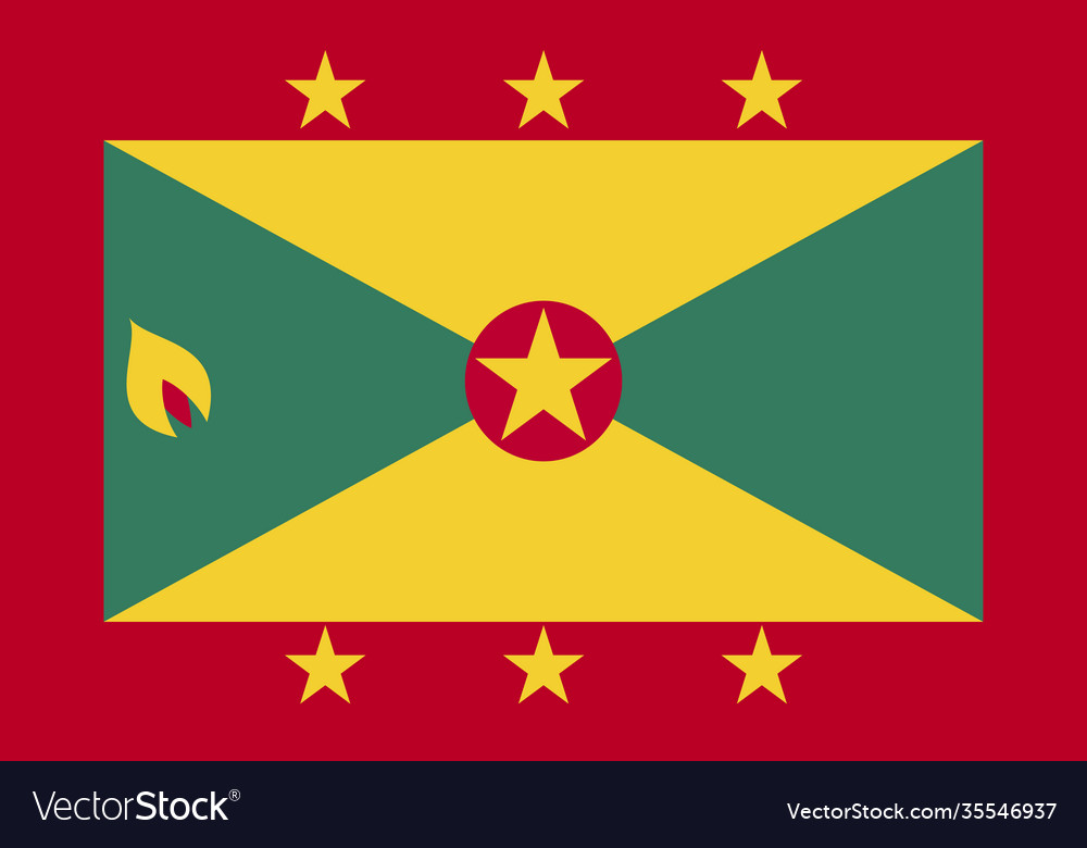 Grenada national flag in exact proportions