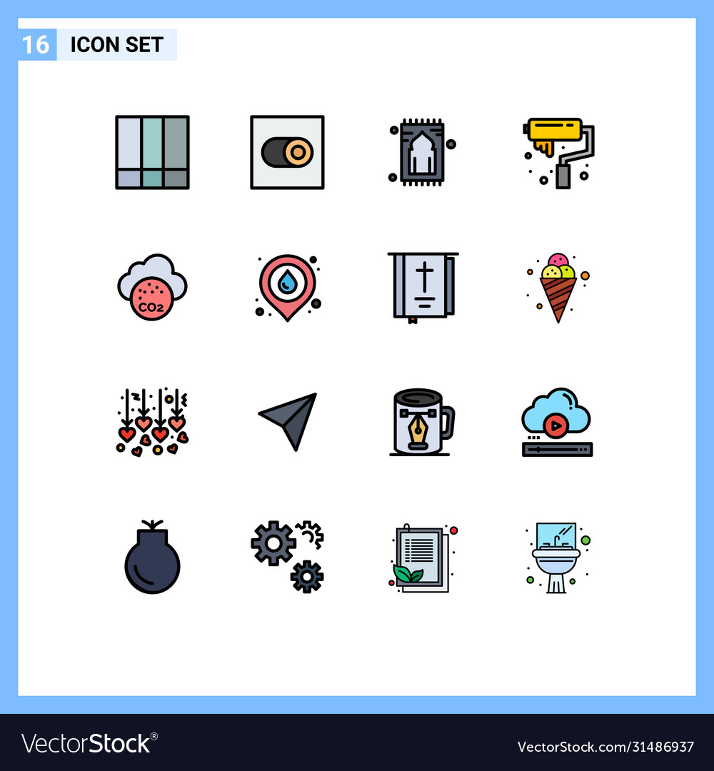 Mobile interface flat color filled line set 16
