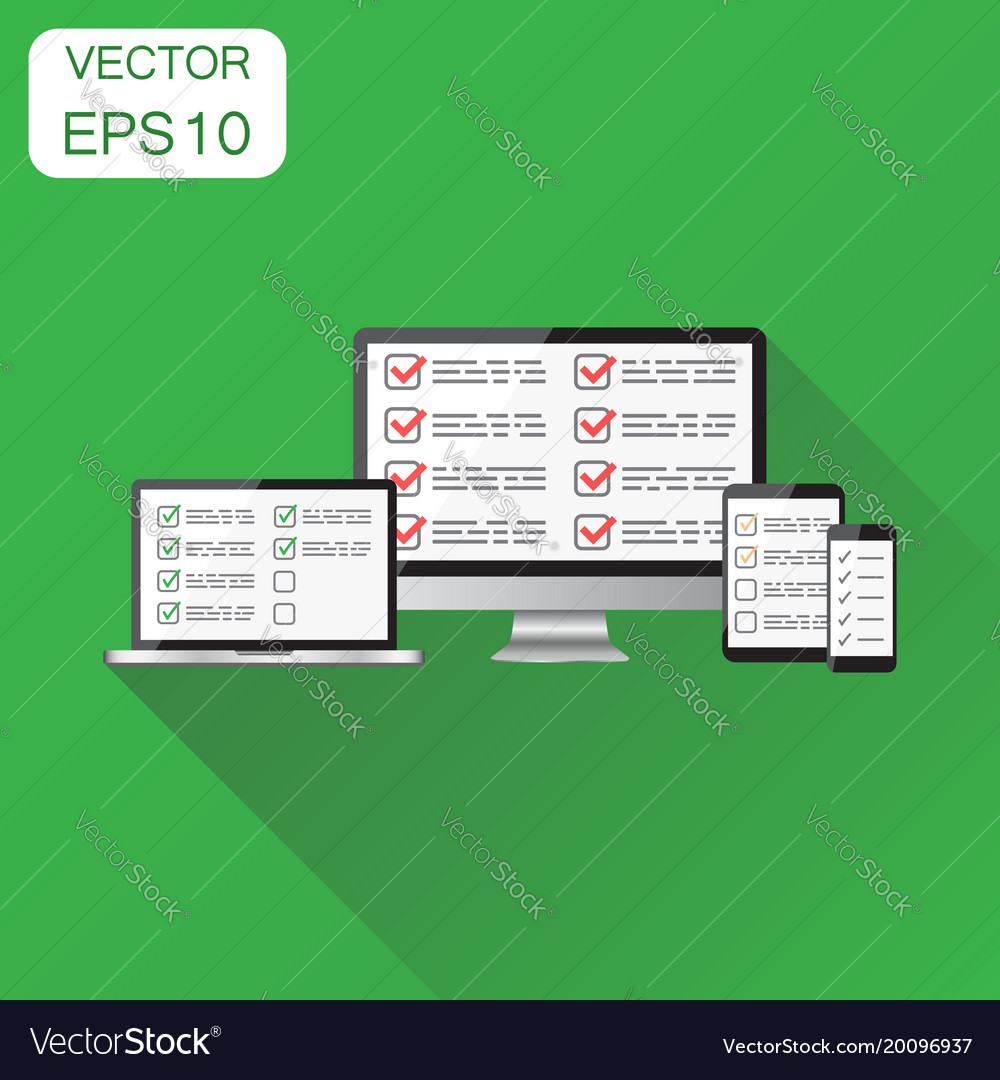 Online survey checklist with computer icon