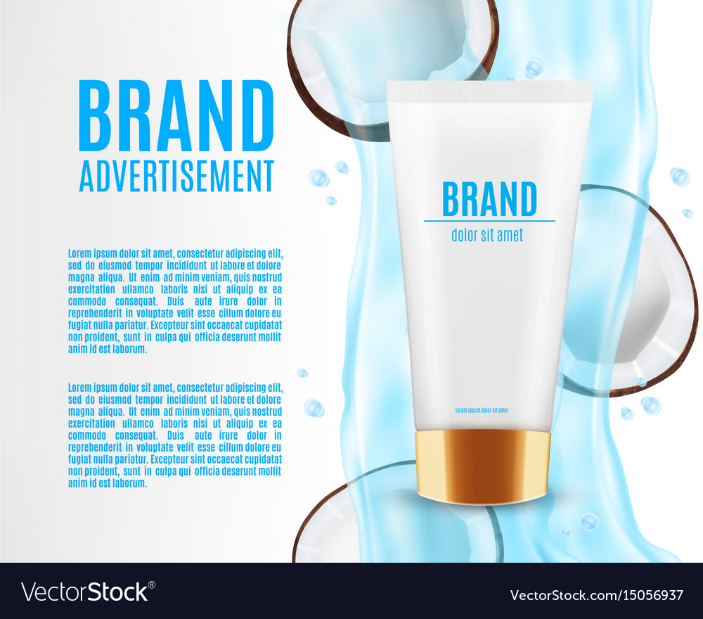 Realistic cosmetic container with coconnut slice Vector Image