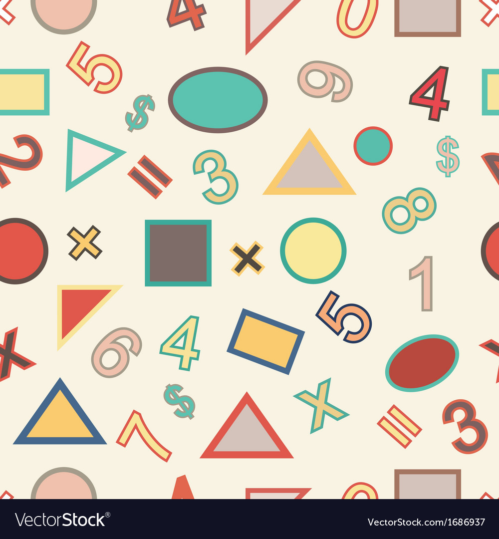 Seamless of numbers and geometric shapes Vector Image